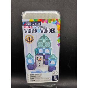 Magna-Tiles micromags Travel Winter Wonder Magnetic Building Set 26-Piece Tin Bo